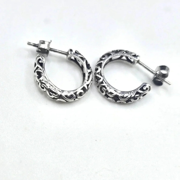 Jewelry - 925 Sterling Silver Antique Post Hoop Earrings
